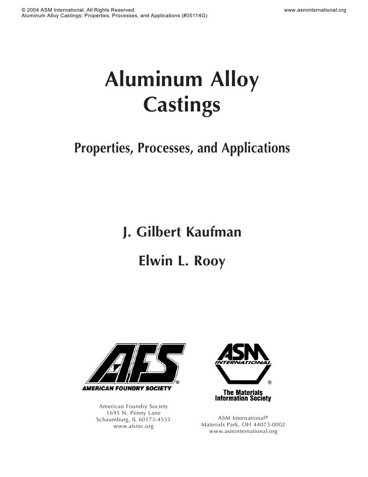 Aluminum Alloy Castings: Properties, Processes And Applications